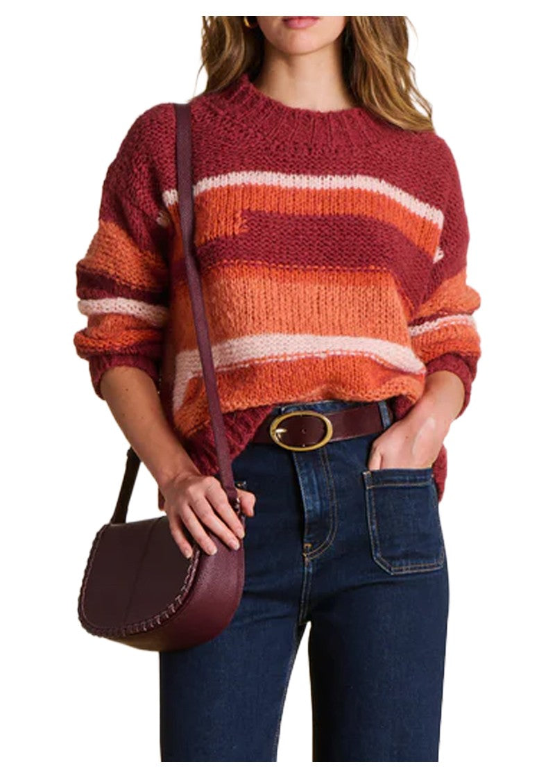 LA FEE MARABOUTEE Maglia Donna a Righe Fantasia EFEMER – Mohair & Lana, Girocollo Alto (52 cm)