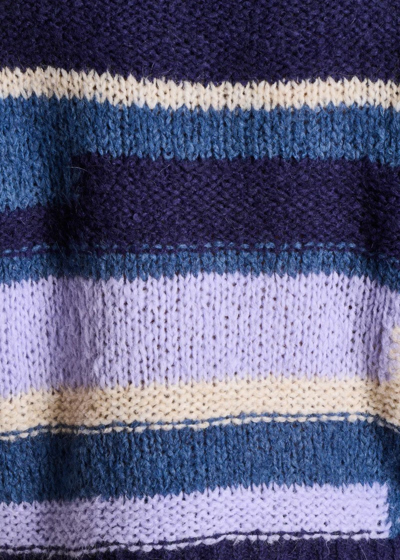 LA FEE MARABOUTEE Maglia Donna a Righe Fantasia EFEMER – Mohair & Lana, Girocollo Alto (52 cm)