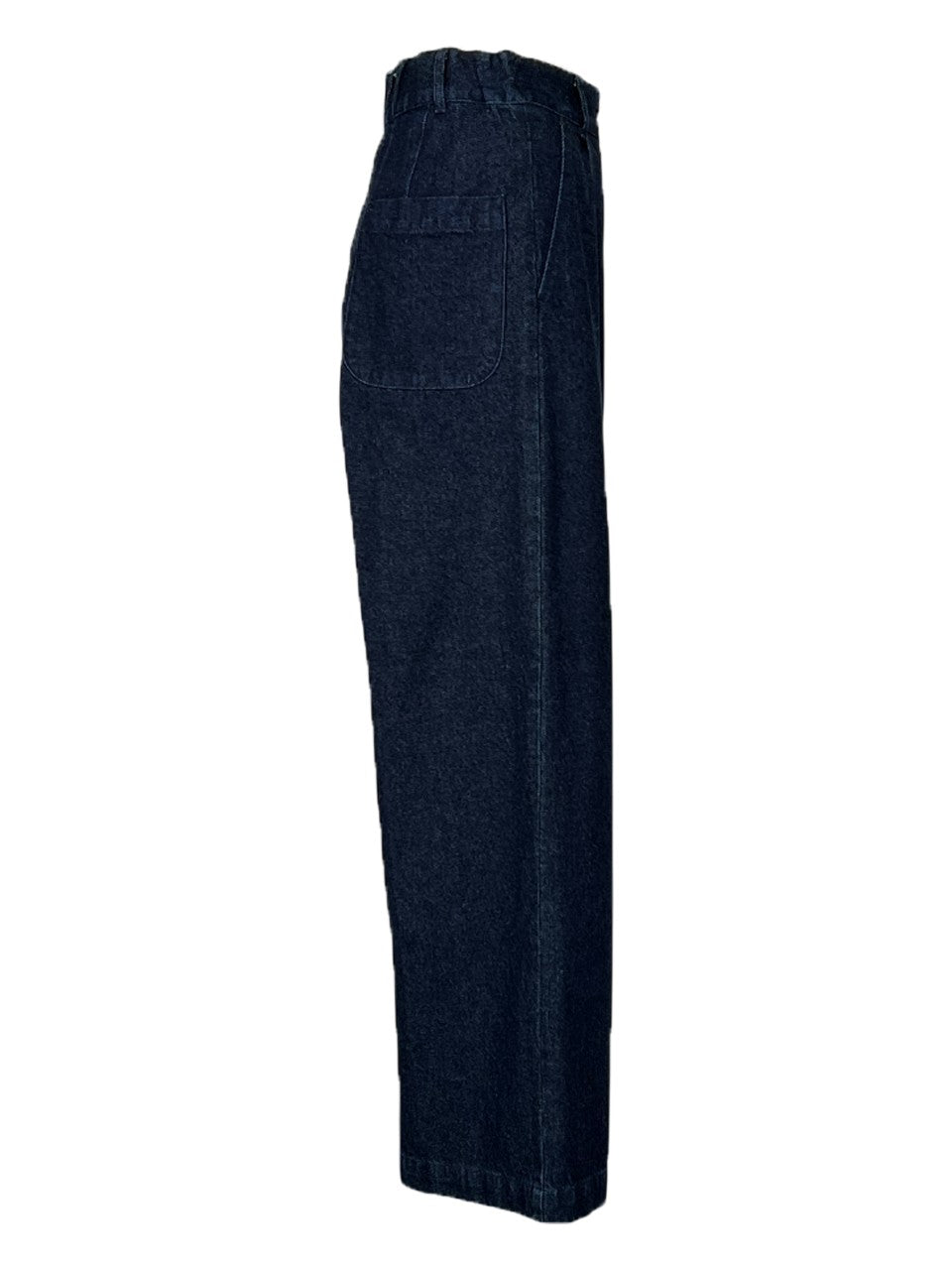 4.10 by BottegaChilometriZero Pantalone Donna Jeans Scuro Vita Alta Palazzo DD25353 “PIANETA” – Cotone Riciclato