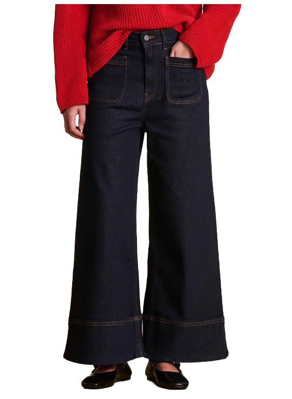 LA FEE MARABOUTEE Jeans Donna Denim Scuro Cropped a Gamba Ampia ELGA-T – Cotone Biologico GOTS