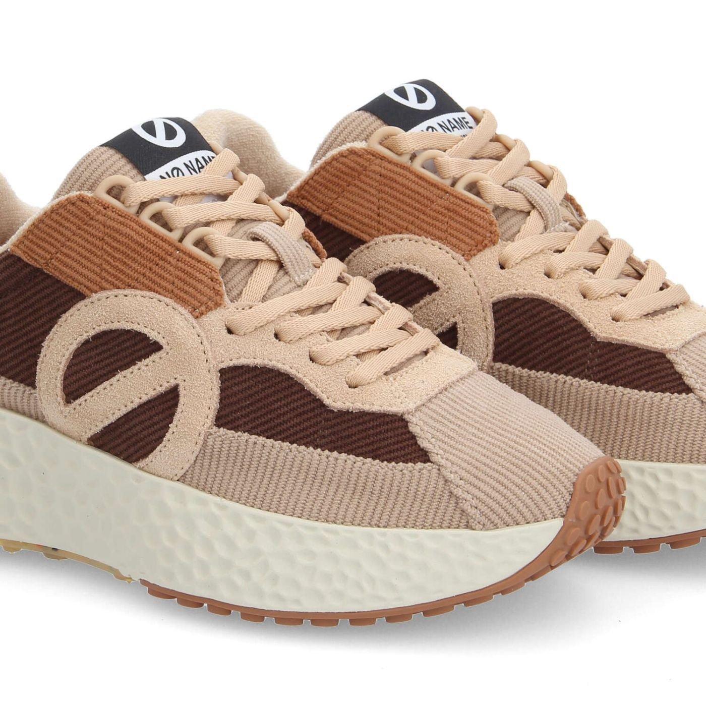 NØ NameCarter Runner Daddy Sneaker Donna Marrone in Velluto a Coste Patchwork – Suola 5 cm