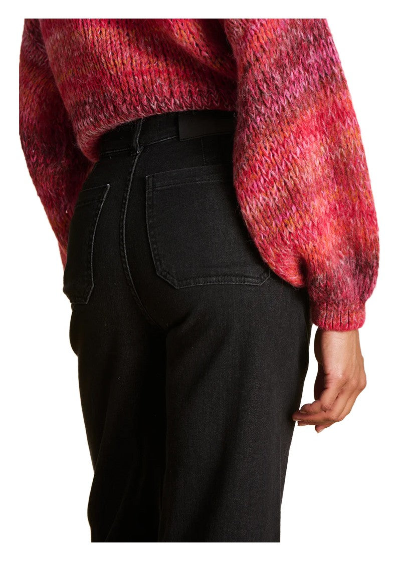 LA FEE MARABOUTEE Jeans Donna Boot-Cut Denim Nero Vita Alta RENO-E