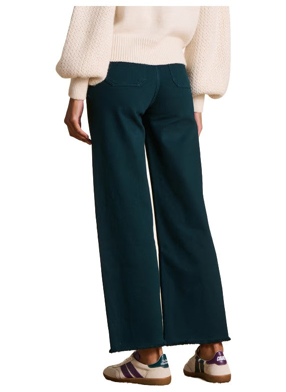 La Fee Maraboutee RENO-C jeans donna boot-cut petrolio vita alta slim tasche applicate taglio vivo GOTS