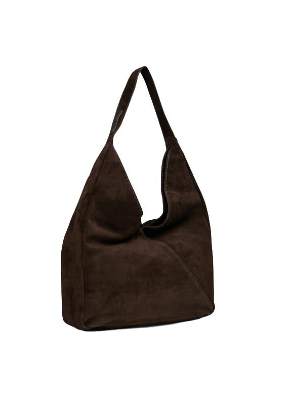 HUMILITY Borsa Donna Hobo in Camoscio Marrone KOBO – Chiusura a Pressione, Tasca Zip