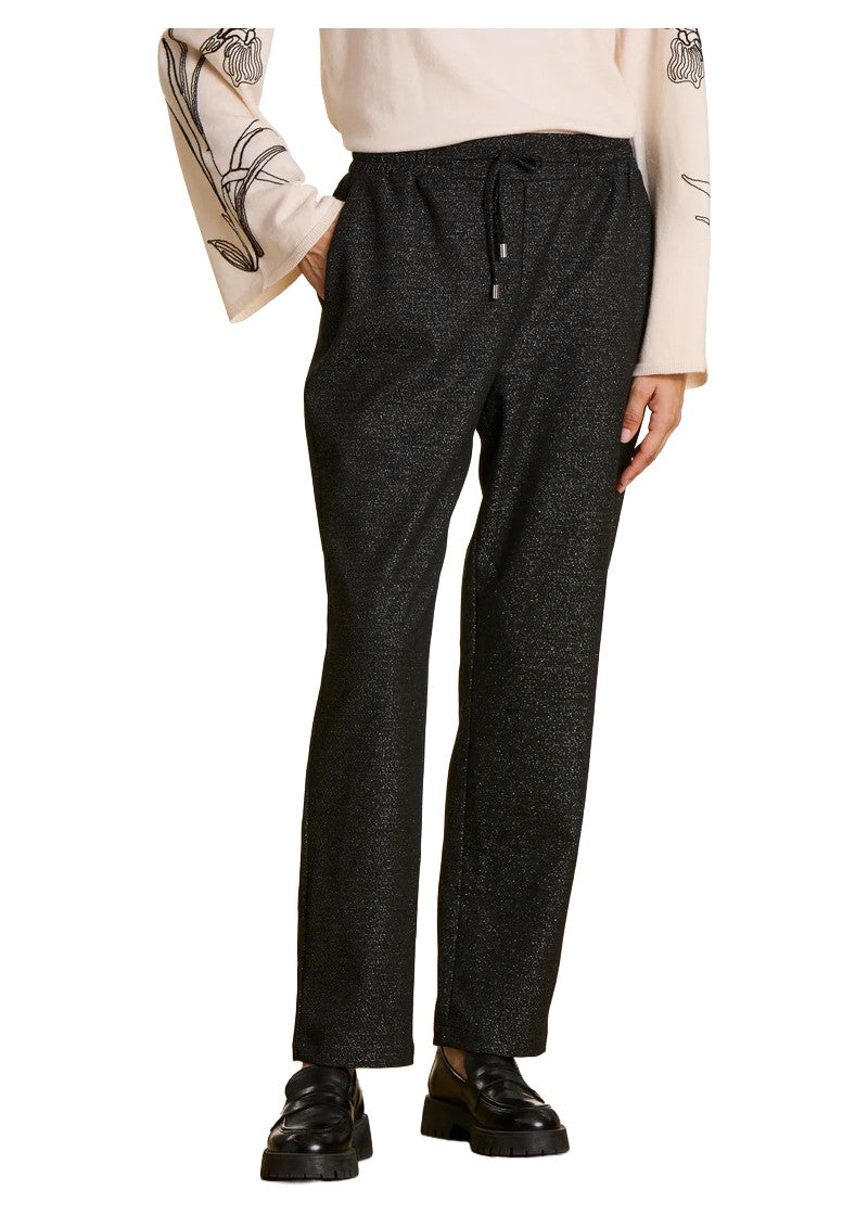 LA FEE MARABOUTEE pantalone donna nero/argento coulisse ZERGY tasche laterali