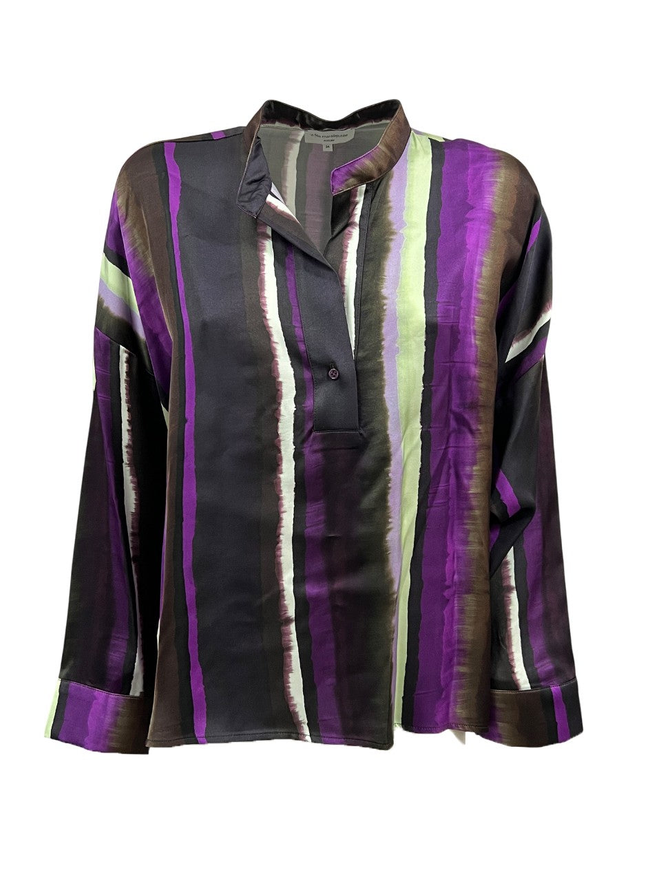 LA FEE MARABOUTEE blusa ESTIA-R righe marrone/viola/nero MADE IN ITALY