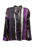 LA FEE MARABOUTEE blusa ESTIA-R righe marrone/viola/nero MADE IN ITALY
