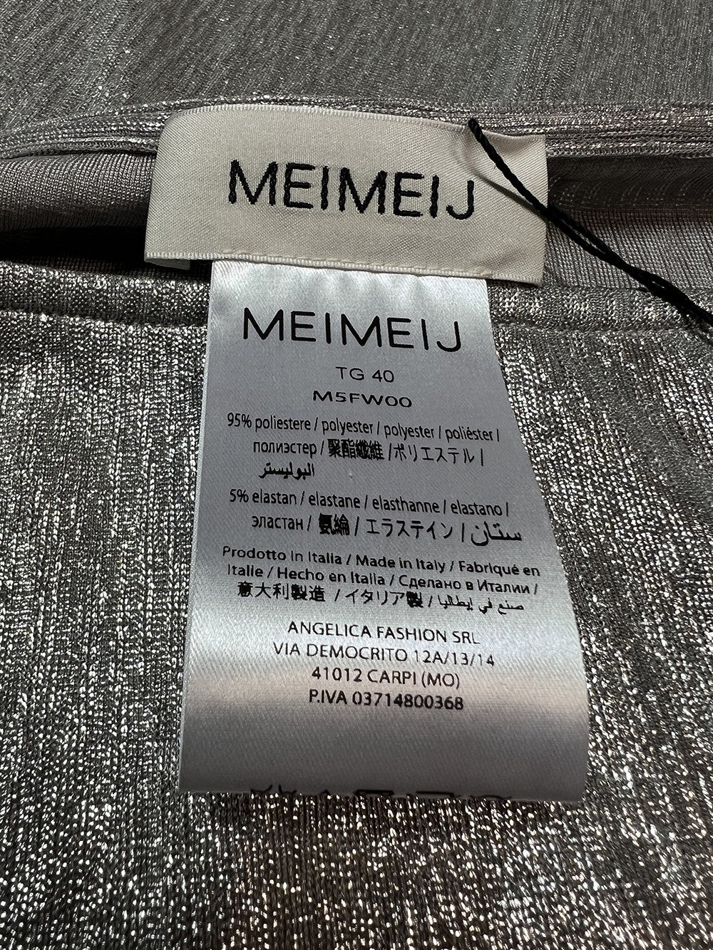 MEIMEIJ maxi maglia over argento mezza manica M5FW00 MADE IN ITALY