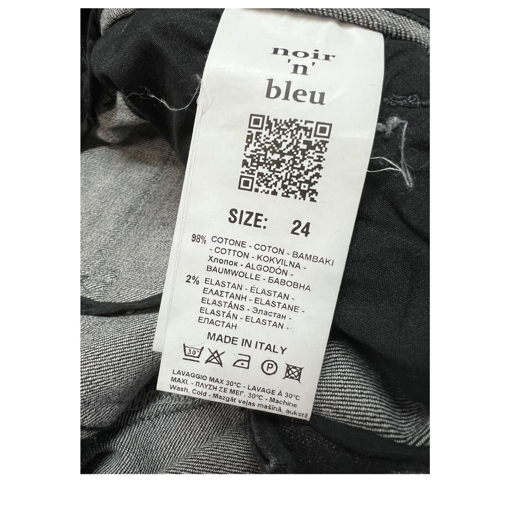 NOIR 'N' BLEU jeans donna nero vita alta VIC-L313 BOYFRIEND Made in Italy