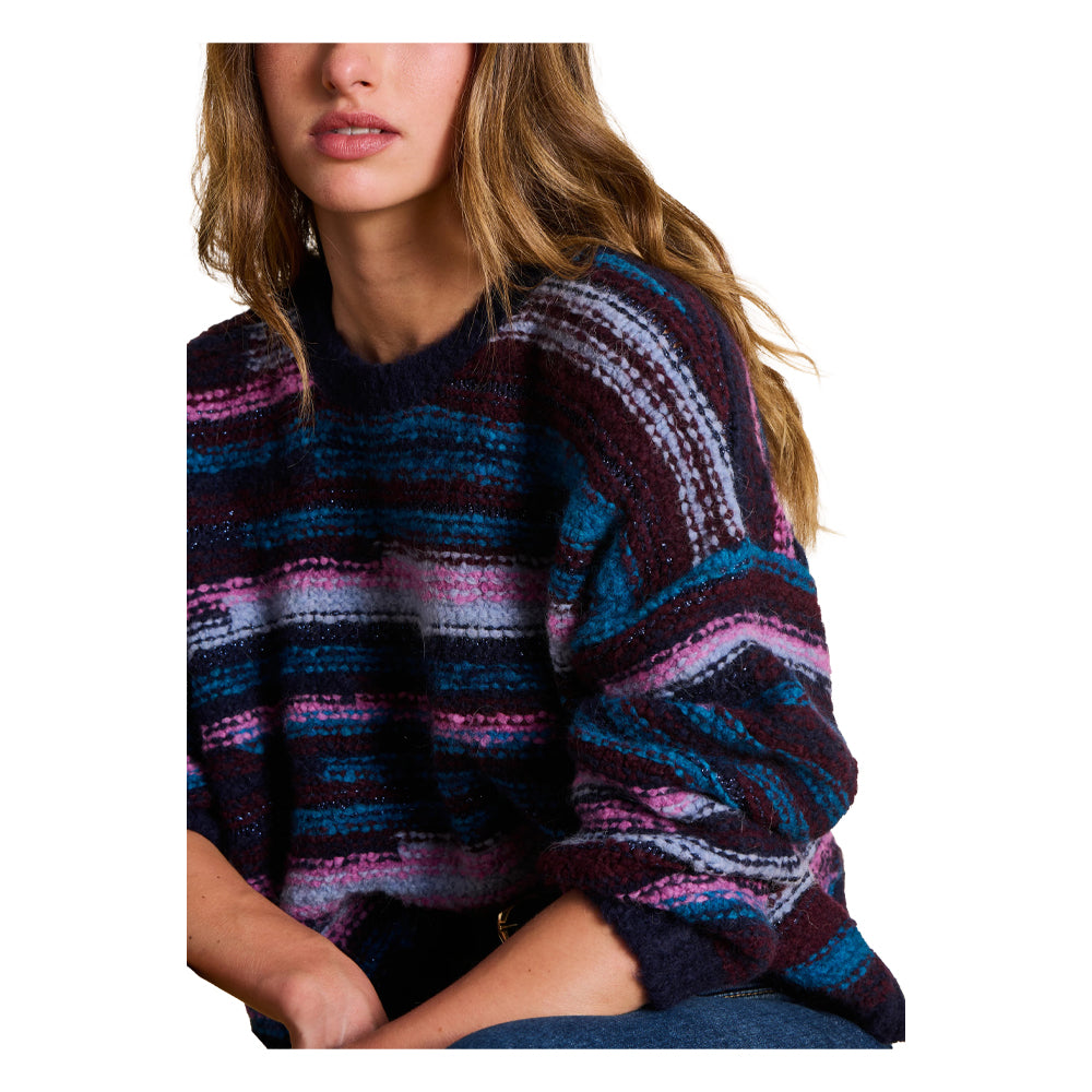 LA FEE MARABOUTEE maglia donna righe multicolor blu a scatola EPHEX Made in Italy