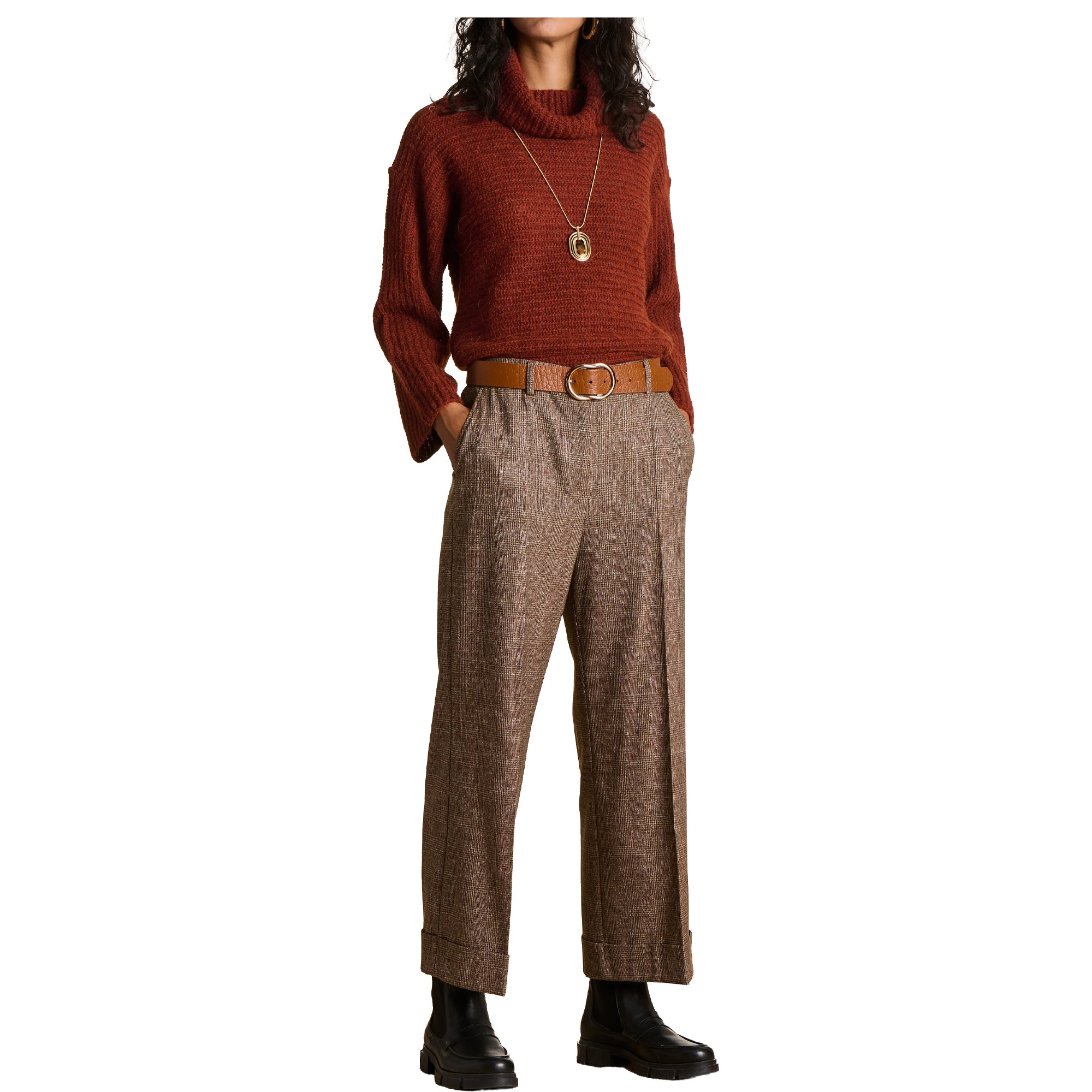 LA FEE MARABOUTEE maglia donna collo alto coste orizzontali EGERIA Made in Italy