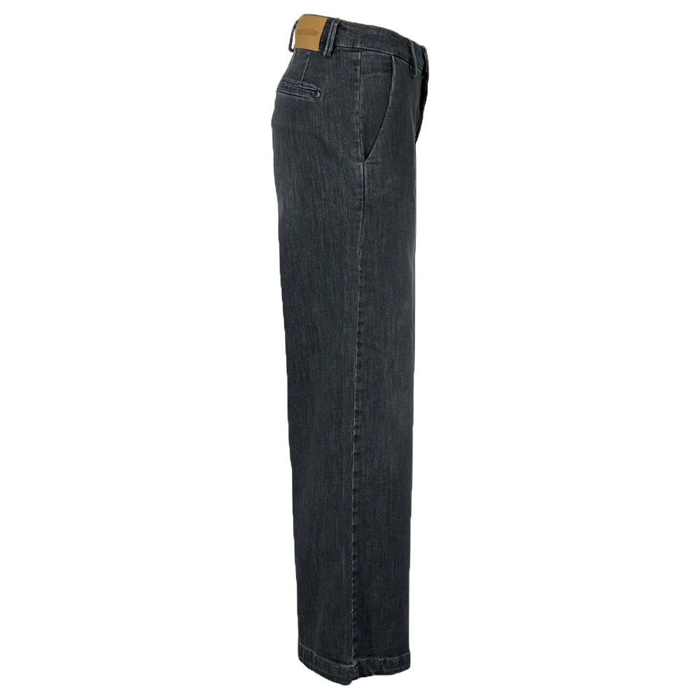 NOIR 'N' BLEU pantalone donna jeans grigio gamba larga DENISE CHINOS GUACHO Made in Italy