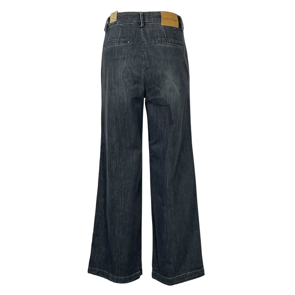 NOIR 'N' BLEU pantalone donna jeans grigio gamba larga DENISE CHINOS GUACHO Made in Italy