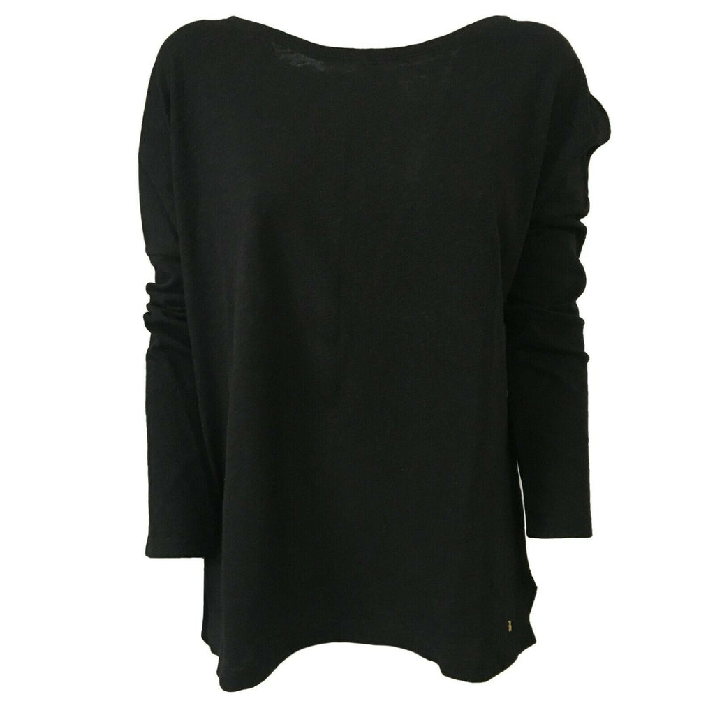 DES PETITS HAUTS T-shirt donna nero con bottoni dietro mod TEMPETE 100% cotone
