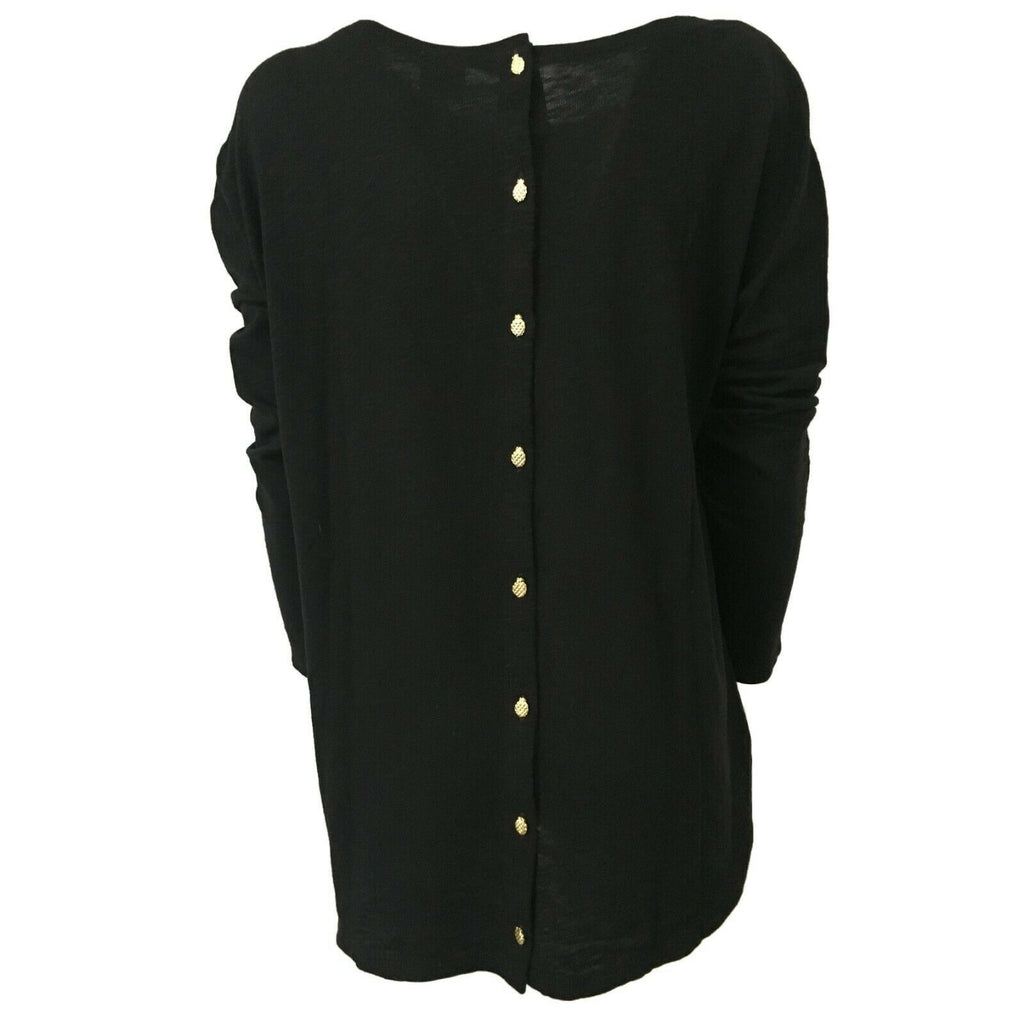 DES PETITS HAUTS T-shirt donna nero con bottoni dietro mod TEMPETE 100% cotone