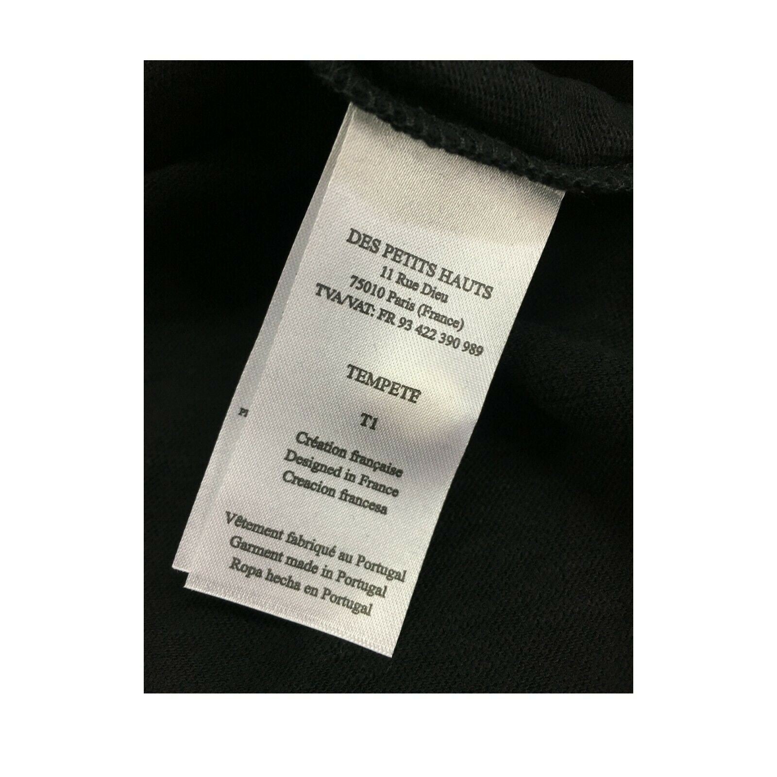 DES PETITS HAUTS T-shirt donna nero con bottoni dietro mod TEMPETE 100% cotone