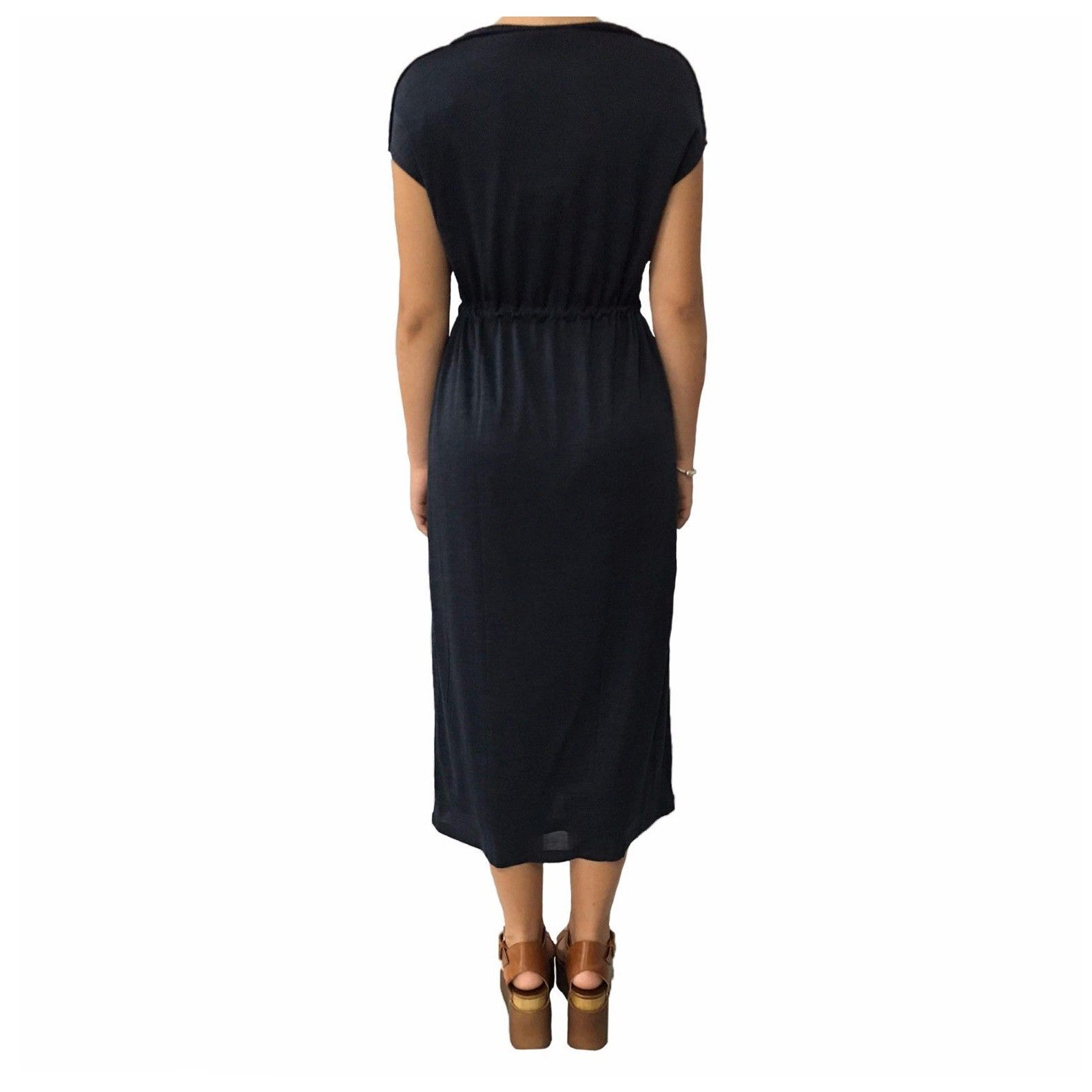 CA' VAGAN abito donna blu mélange 100% seta mod 12326 MADE IN MONGOLIA