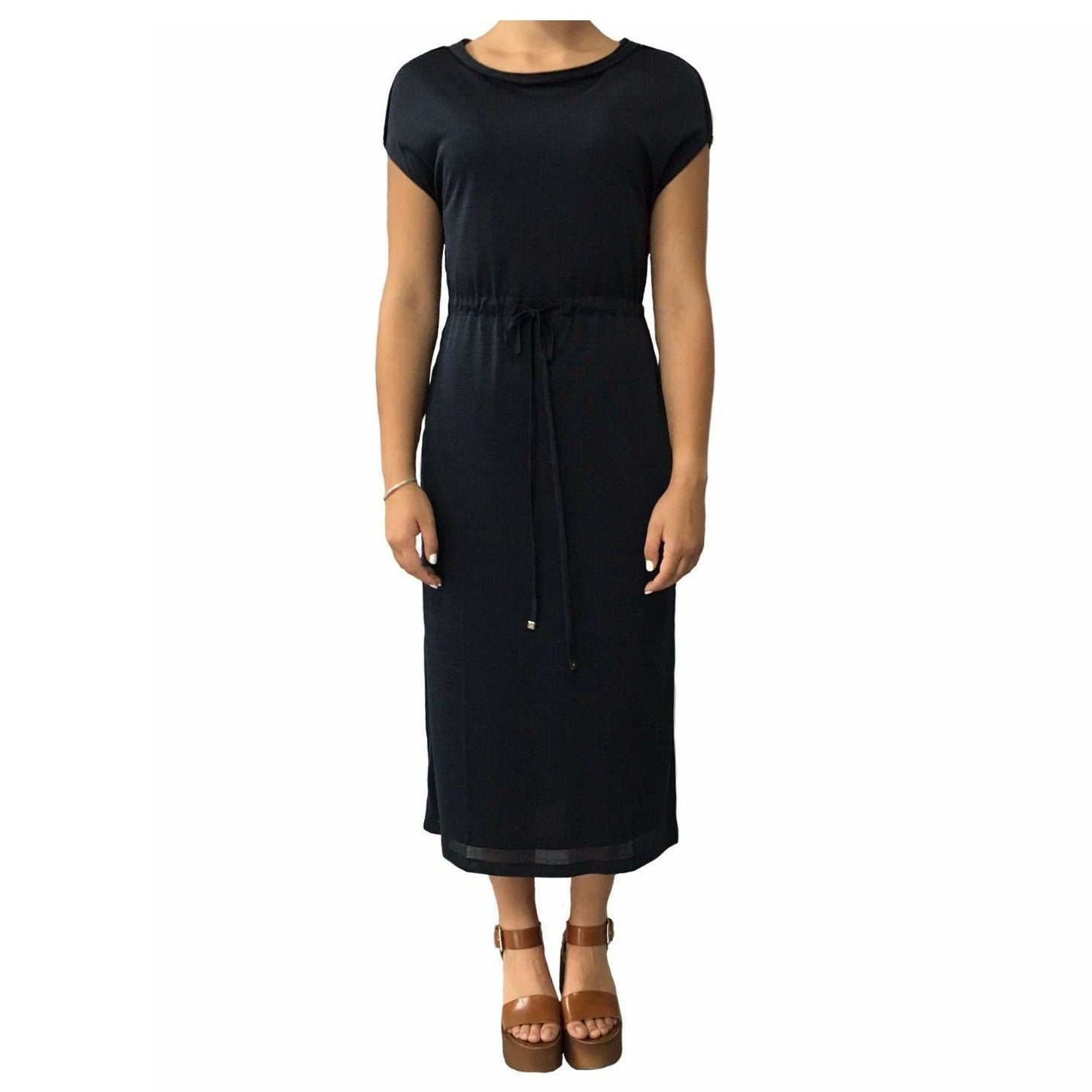 CA' VAGAN abito donna blu mélange 100% seta mod 12326 MADE IN MONGOLIA