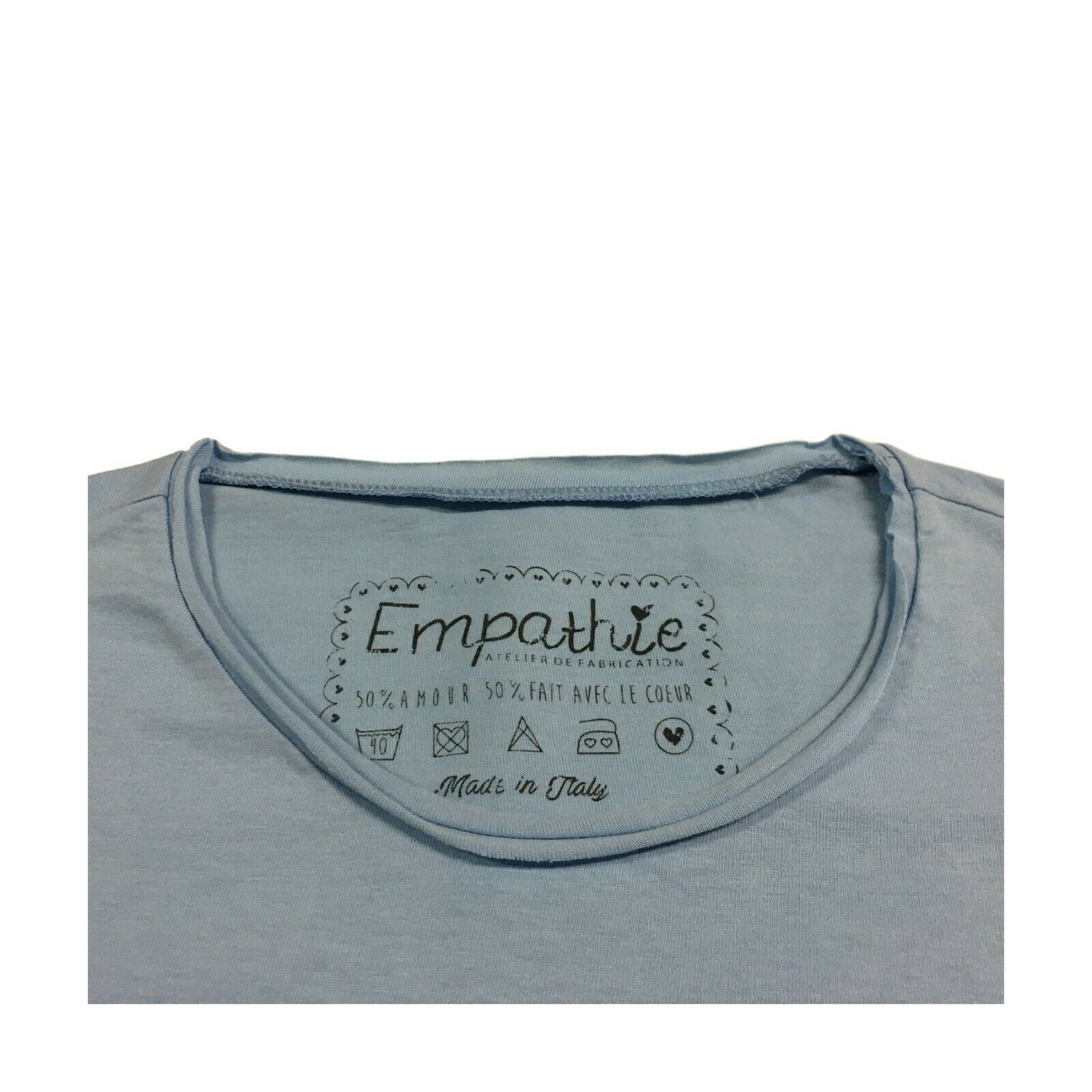 EMPATHIE T-shirt donna celeste mezza manica mod 0105 100% cotone MADE IN ITALY