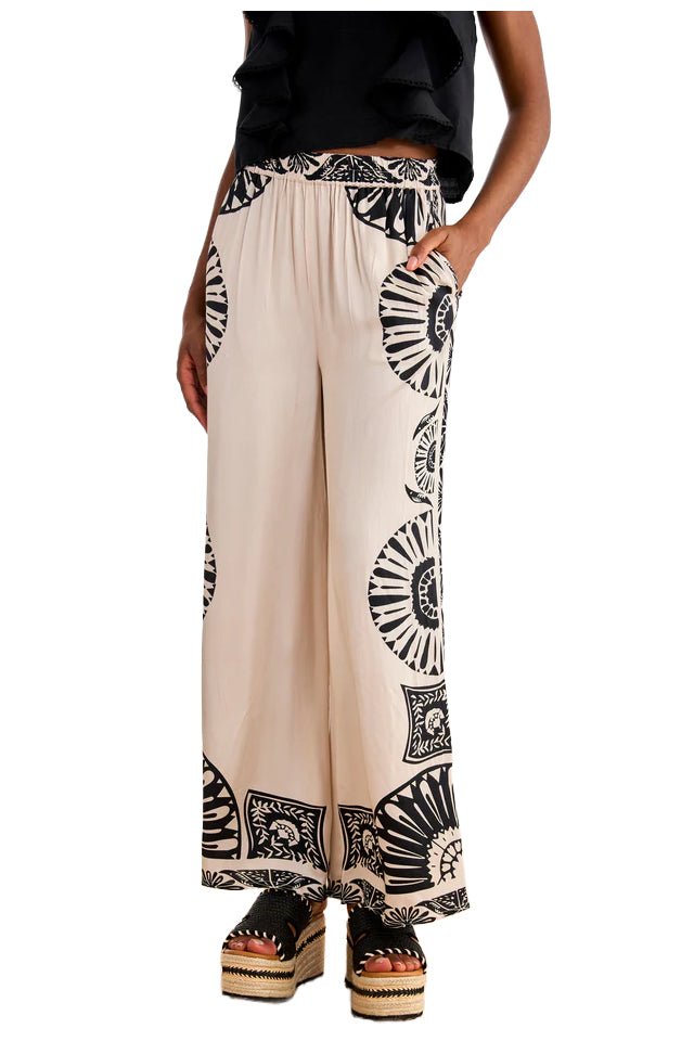 NEKANE GF.ADANNA-00000 pantalone palazzo donna bianco nero viscosa