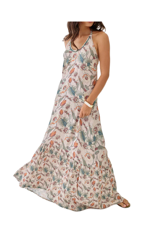 NEKANE GF.KUMIKO-000029 abito lungo donna ecrù multicolor rayon