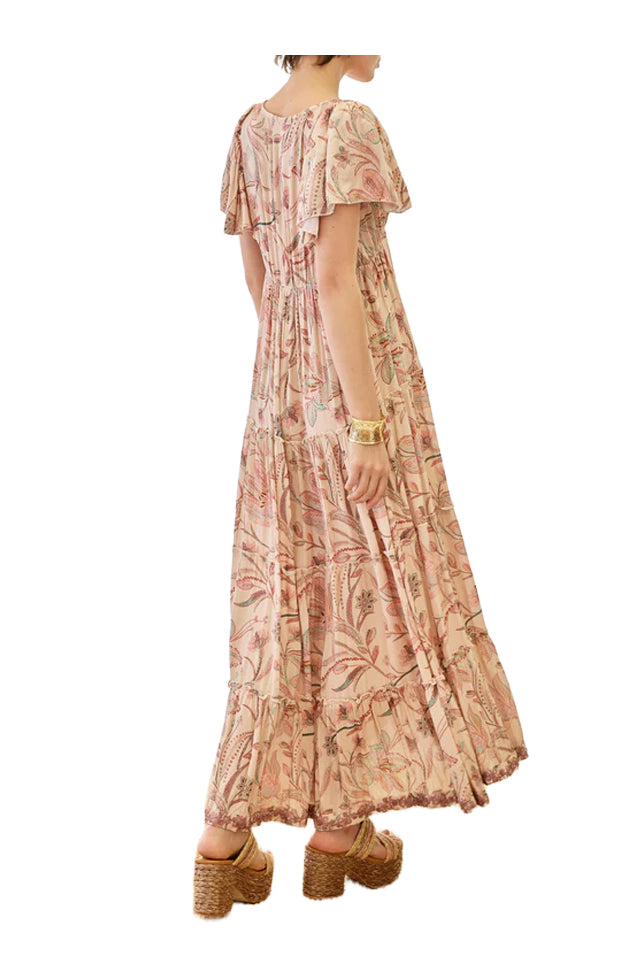 NEKANE GF.RIKA-000292 abito lungo donna floreale rosa paillettes