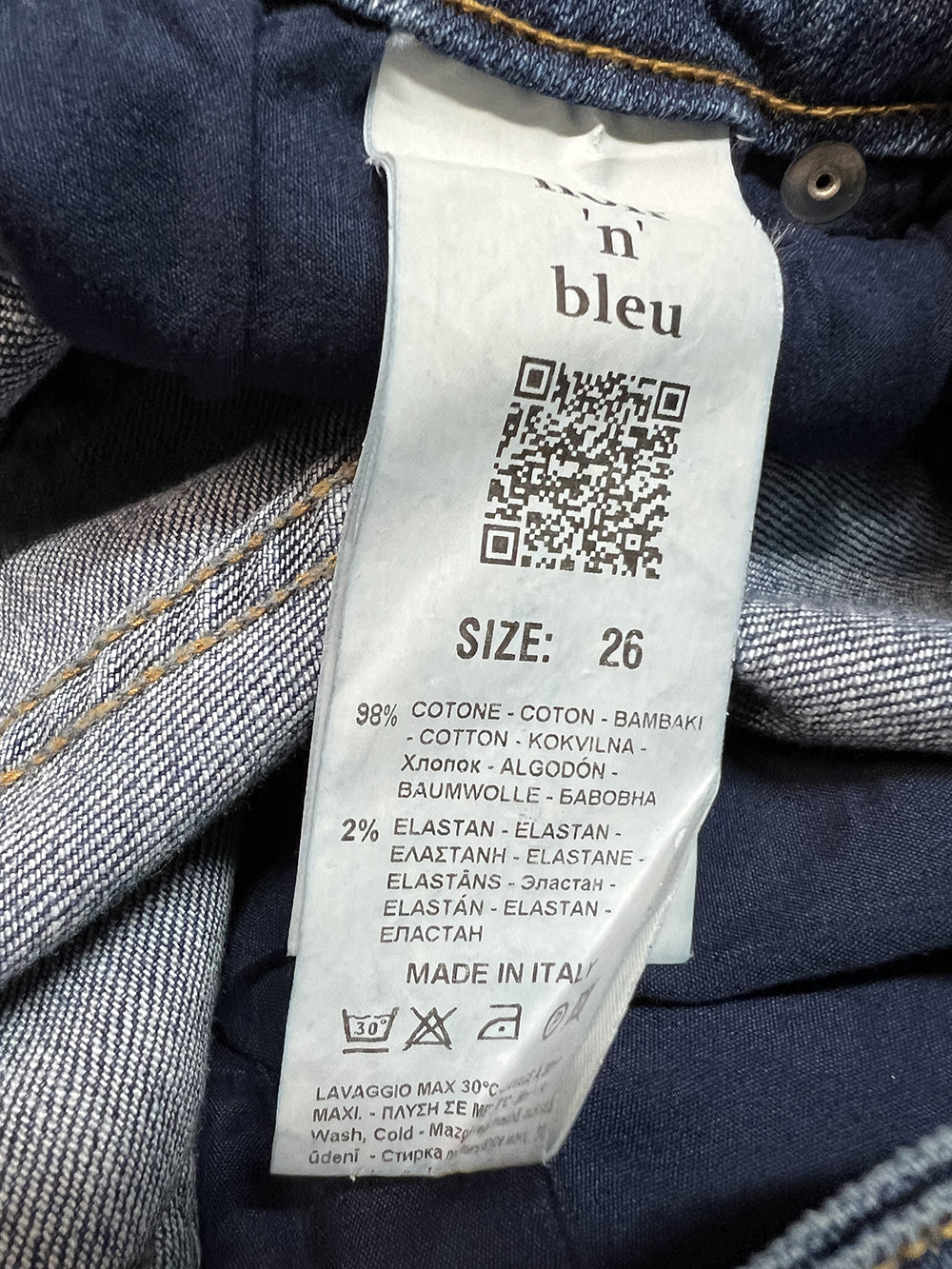 NOIR 'N' BLEU Jeans Donna Vita Alta Flare Cropped RACHEL-17 Stone Washed Italy