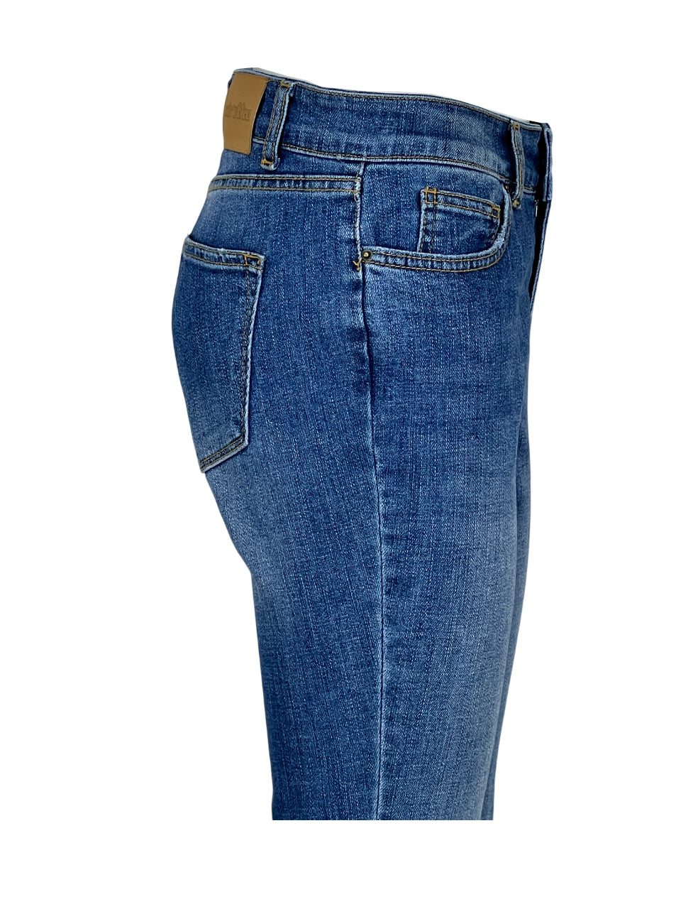 NOIR 'N' BLEU Jeans Donna Vita Alta Flare Cropped RACHEL-17 Stone Washed Italy