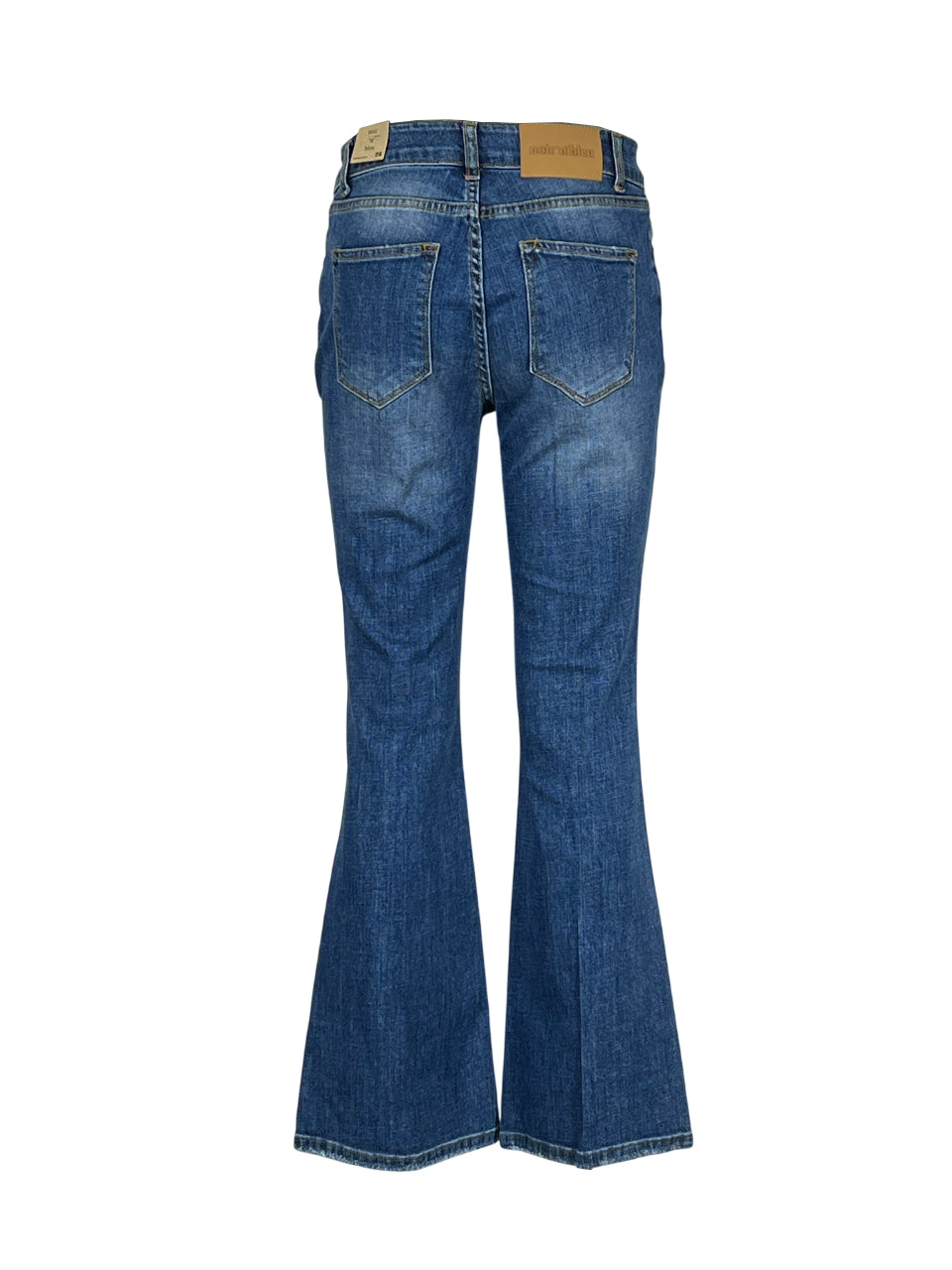 NOIR 'N' BLEU Jeans Donna Vita Alta Flare Cropped RACHEL-17 Stone Washed Italy