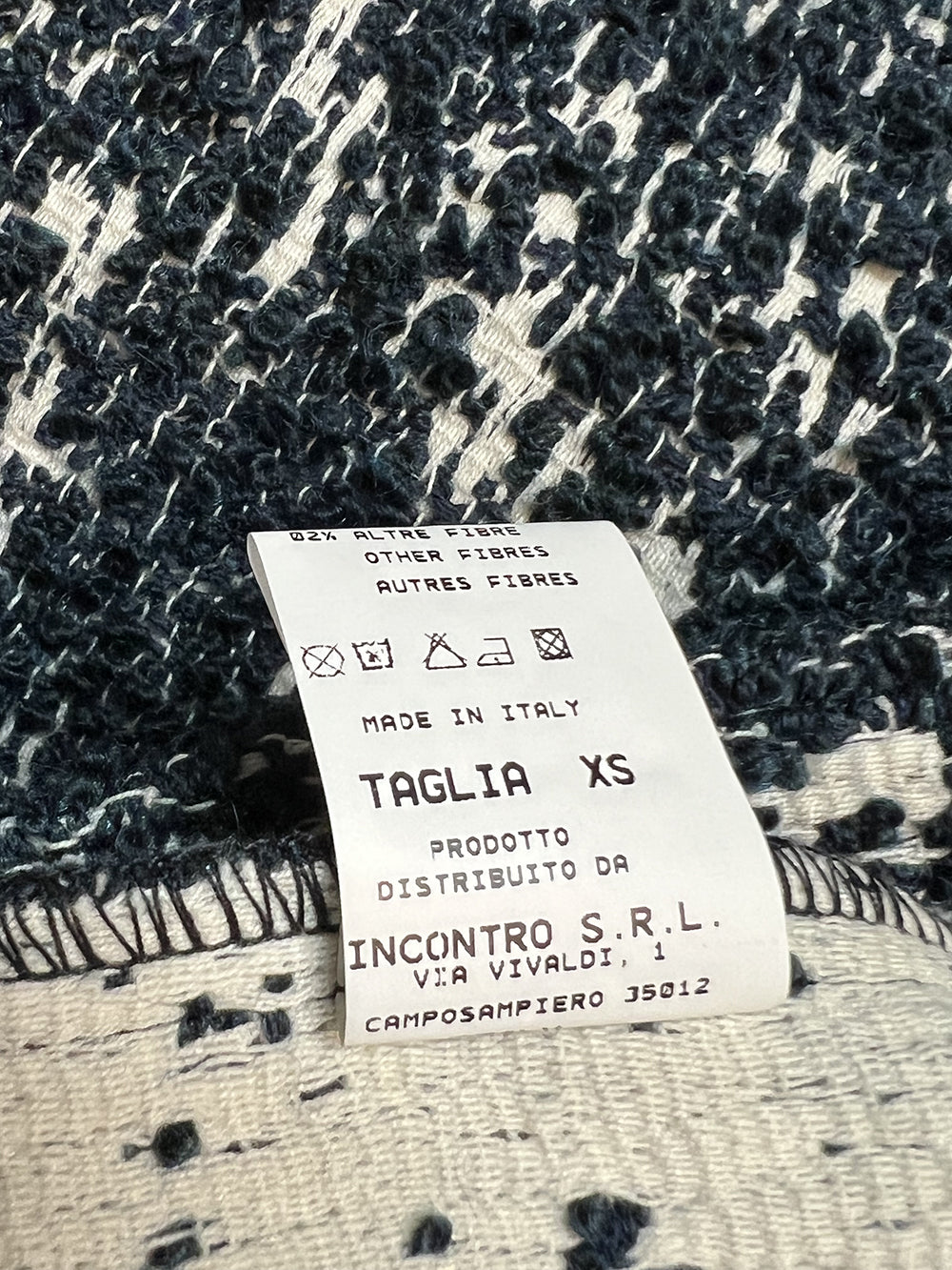 AMETHIST giaccone bouclè avorio/blu 264J sfoderato 95 cm automatici tasche