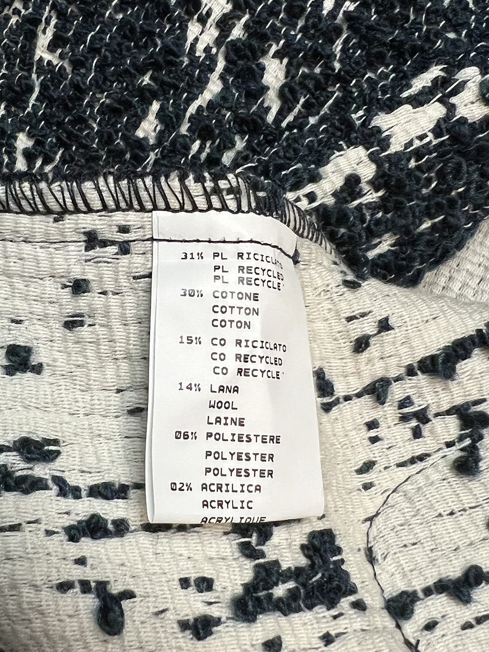 AMETHIST giaccone bouclè avorio/blu 264J sfoderato 95 cm automatici tasche