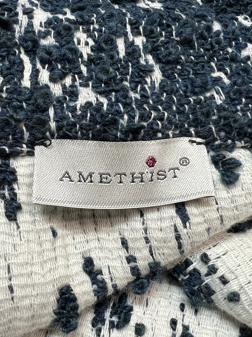 AMETHIST giaccone bouclè avorio/blu 264J sfoderato 95 cm automatici tasche