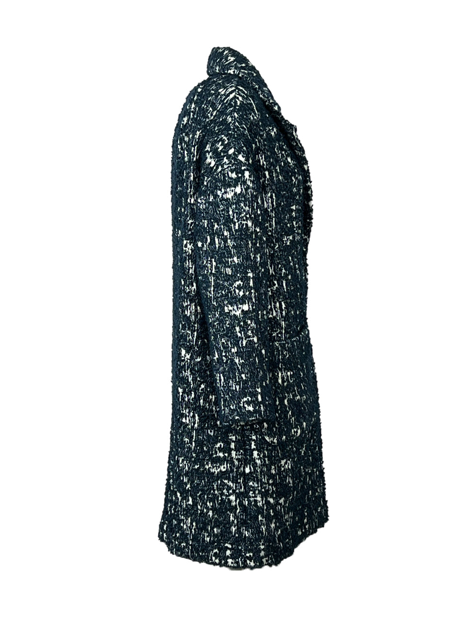 AMETHIST giaccone bouclè avorio/blu 264J sfoderato 95 cm automatici tasche