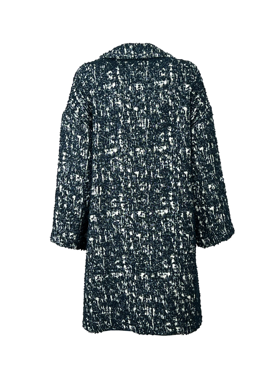 AMETHIST giaccone bouclè avorio/blu 264J sfoderato 95 cm automatici tasche