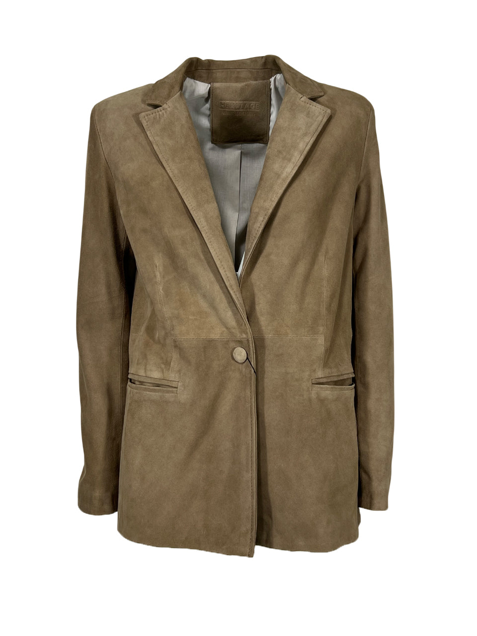 HERITAGE giacca donna camoscio foderata 1 bottone tasche a filo MP126-CM 100% pelle MADE IN ITALY