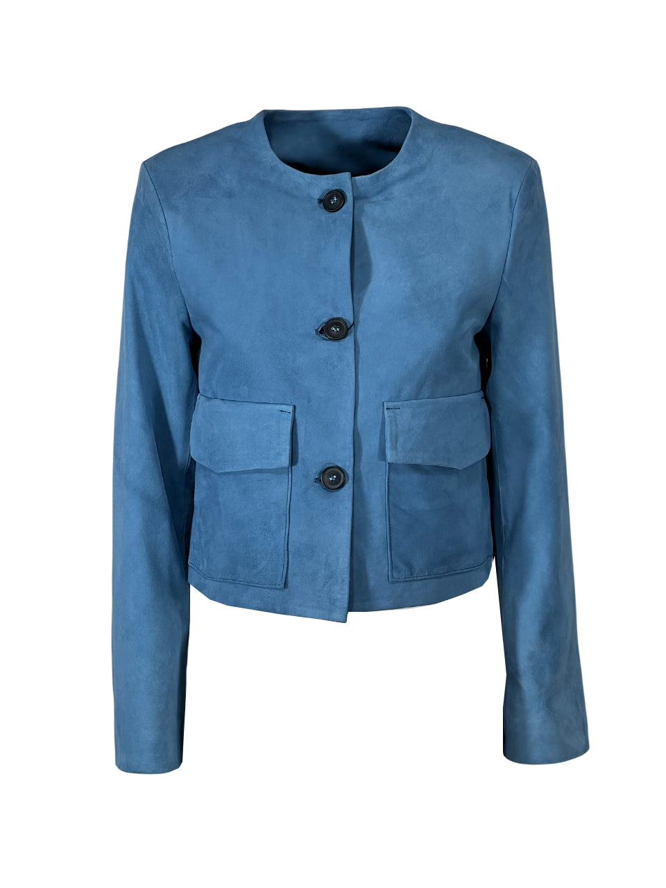 Giacca donna Heritage MP429-CM corta in 100% pelle scamosciata. Girocollo con tasche applicate