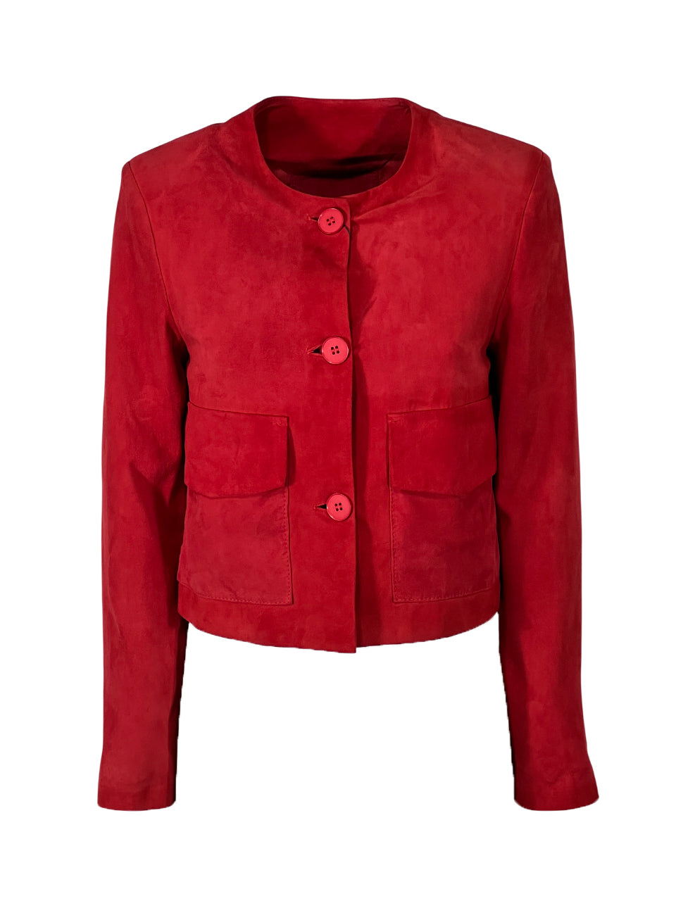 Giacca donna Heritage MP429-CM corta in 100% pelle scamosciata. Girocollo con tasche applicate