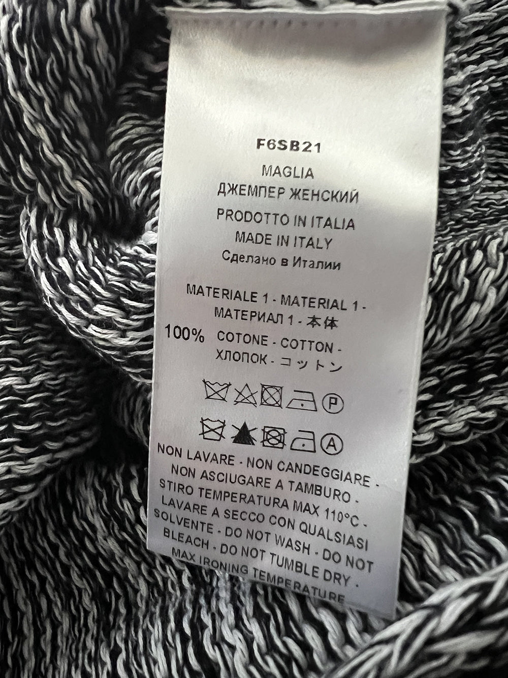 LIVIANA CONTI maglia donna scollo a barca mèlange bianco/blu F6SB21 RAISSA cotone MADE IN ITALY