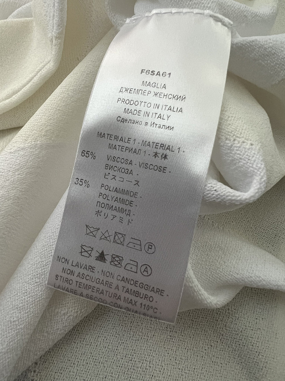 LIVIANA CONTI maglia donna bicolore rombi bianco/panna asimmetrica F6SA61 WILMA