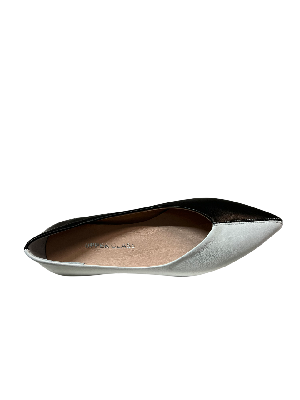 UPPER CLASS Ballerina Donna 4311 Pelle Bicolore Bianco Nero Punta