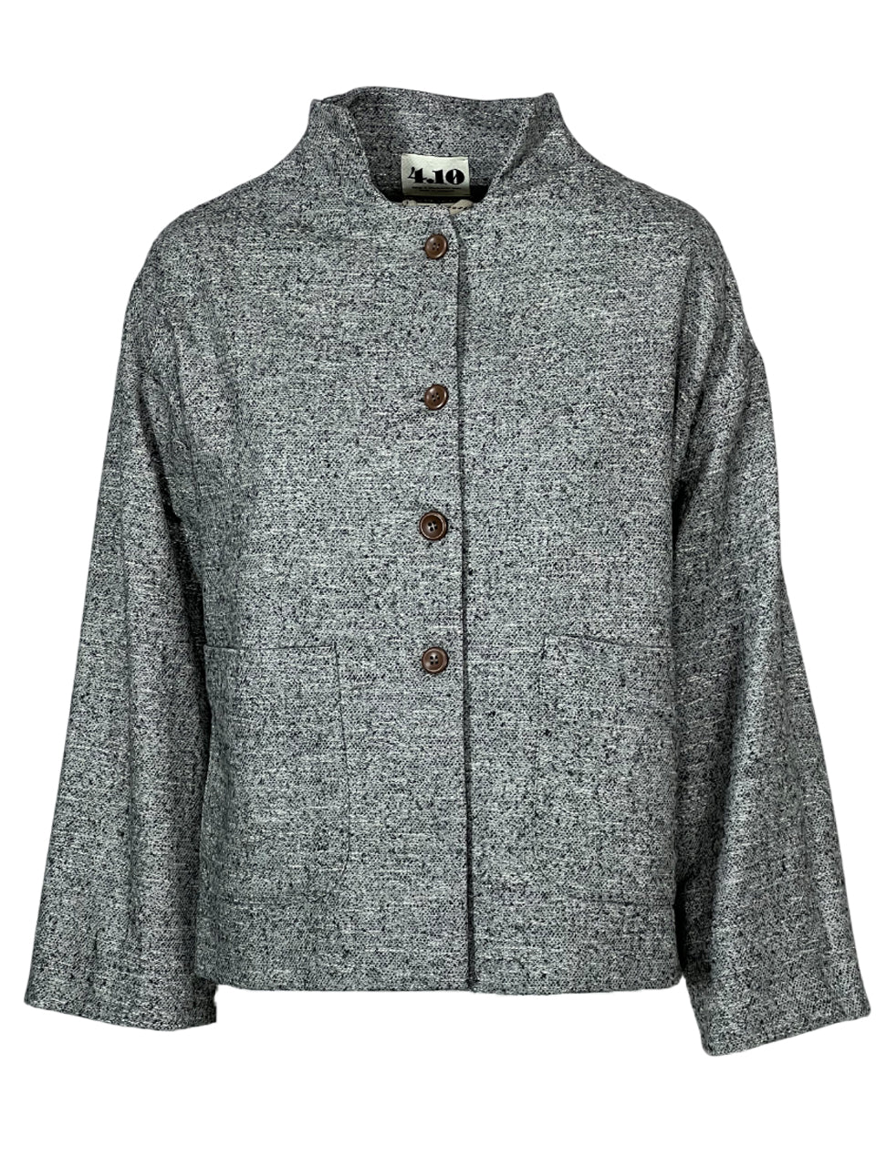 4.10 by BottegaChilometriZero Giacca donna grigio chiaro sale e pepe DD25313 COLLO ZEBRA