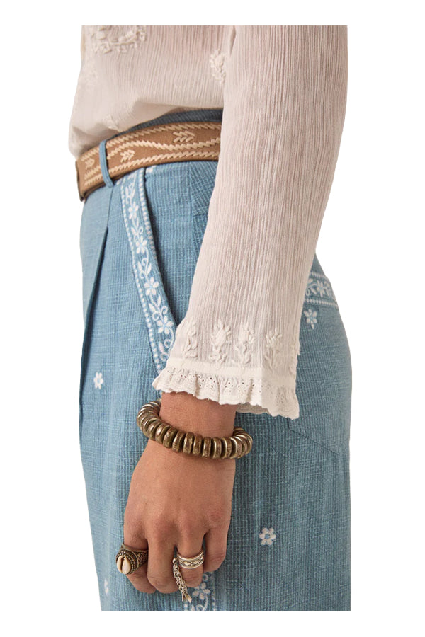 MAISON HOTEL Blusa Donna Off White Ricami Bottoni Gabriela Cotone