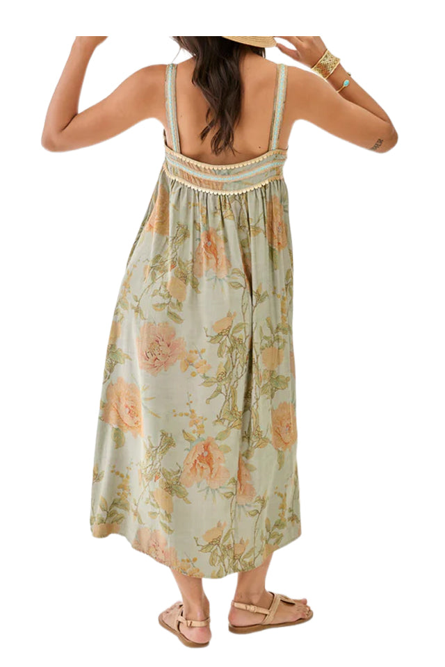 NEKANE NI.ZENDRA-000008 abito midi donna floreale verde paillettes