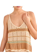NEKANE RD.NEFERTI-000009 top donna righe beige biscotto verde cotone