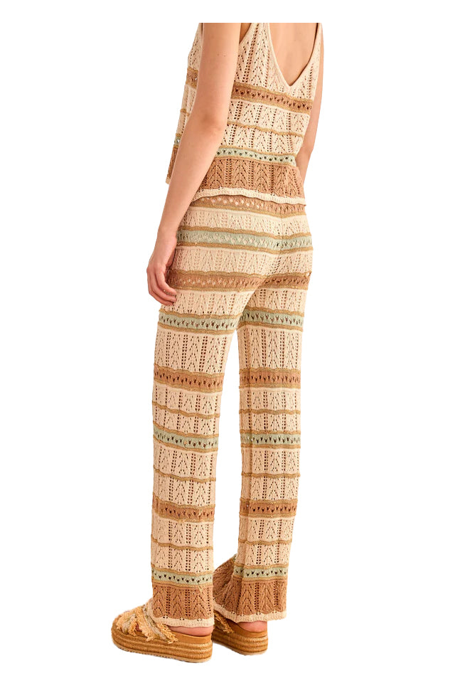 NEKANE RD.TERRA-000009 pantalone donna righe beige verde cotone