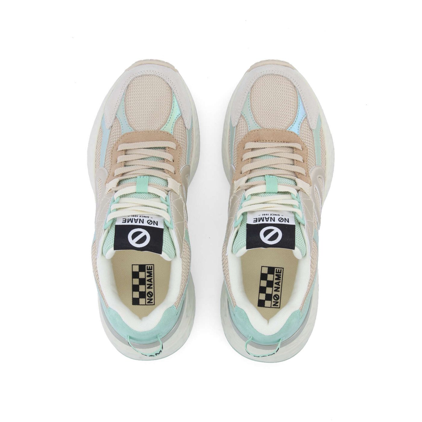 Sneaker donna NØ Name linea CARTER 2.0 Runner W MINT / NUDE / NUDE. Suola alta 5 cm