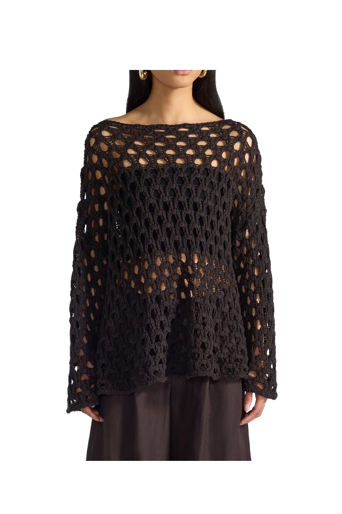 LIVIANA CONTI maglia donna svasata traforata F6SB40 SANDY cotone MADE IN ITALY