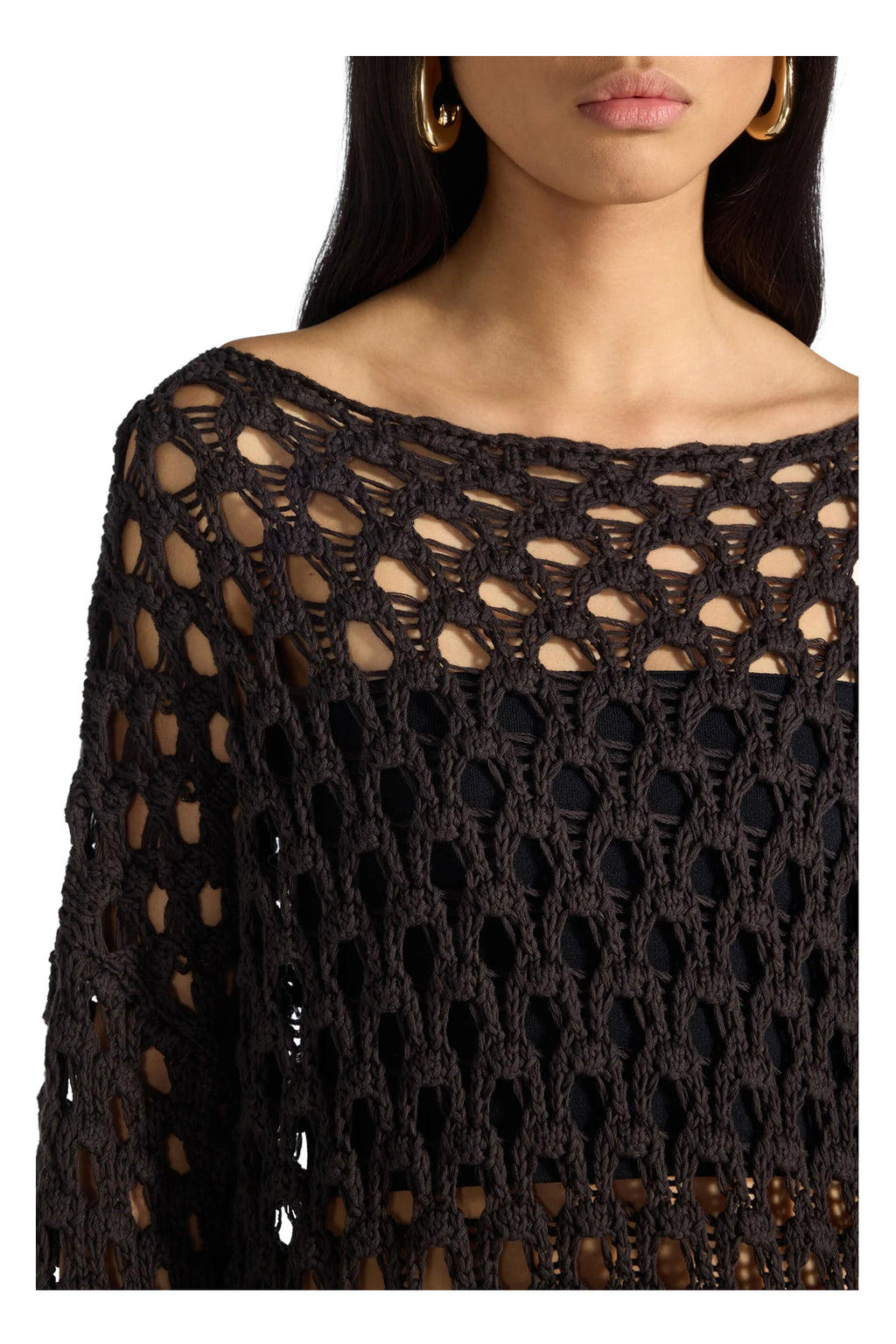 LIVIANA CONTI maglia donna svasata traforata F6SB40 SANDY cotone MADE IN ITALY