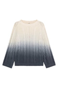 LIVIANA CONTI maglia svasata trecce tie-dye sfumato bianco/blu F6SB54 WILLOW MADE IN ITALY