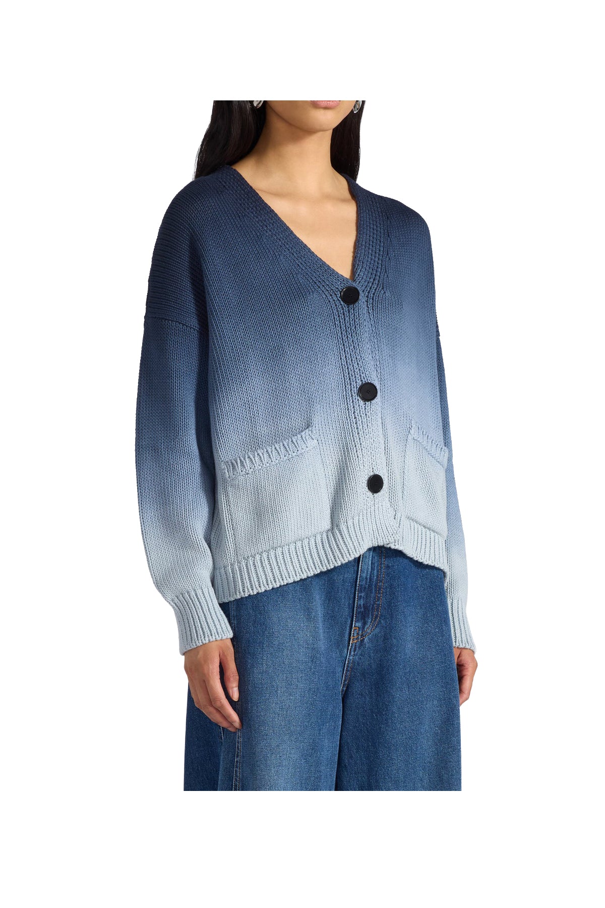 LIVIANA CONTI cardigan donna tie-dye sfumato blu/cielo F6SB55 ZENON MADE IN ITALY